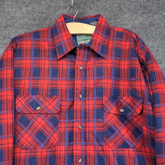 Outdoor Exchange Men's Flannel Shirt Jacket Shacket Multi Large Plaid Vintage - Picture 3 of 16